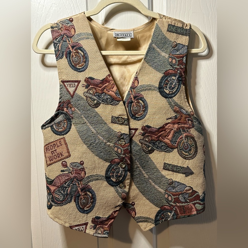 Mirrors Beige Motorcycle Tapestry Vest